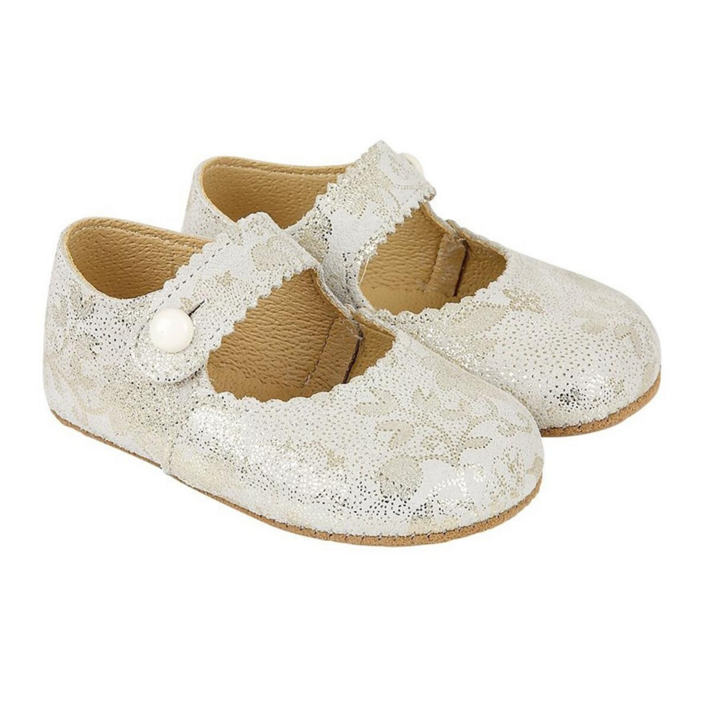 Baypods Leather 'Emma' Gold Floral Pre Walkers
