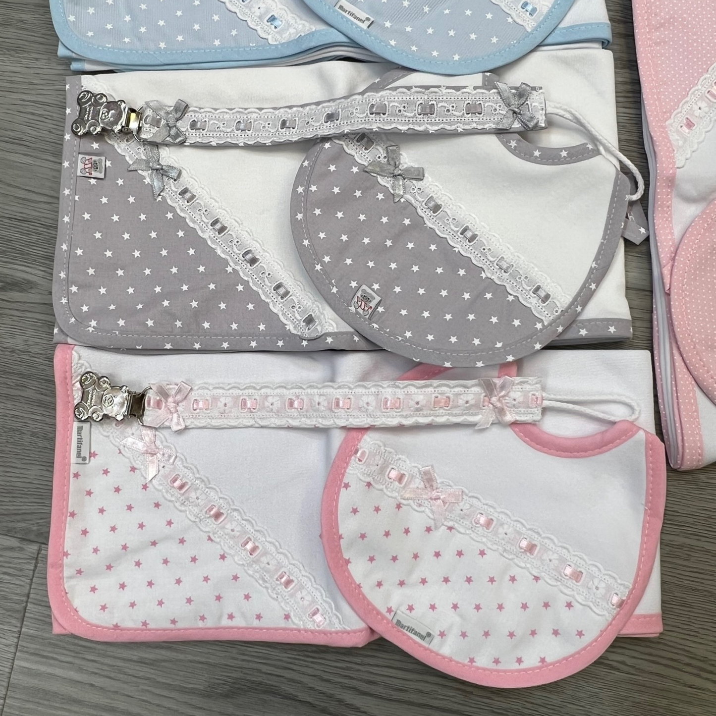 Spanish Bib, Muslin & Dummy Clip Set