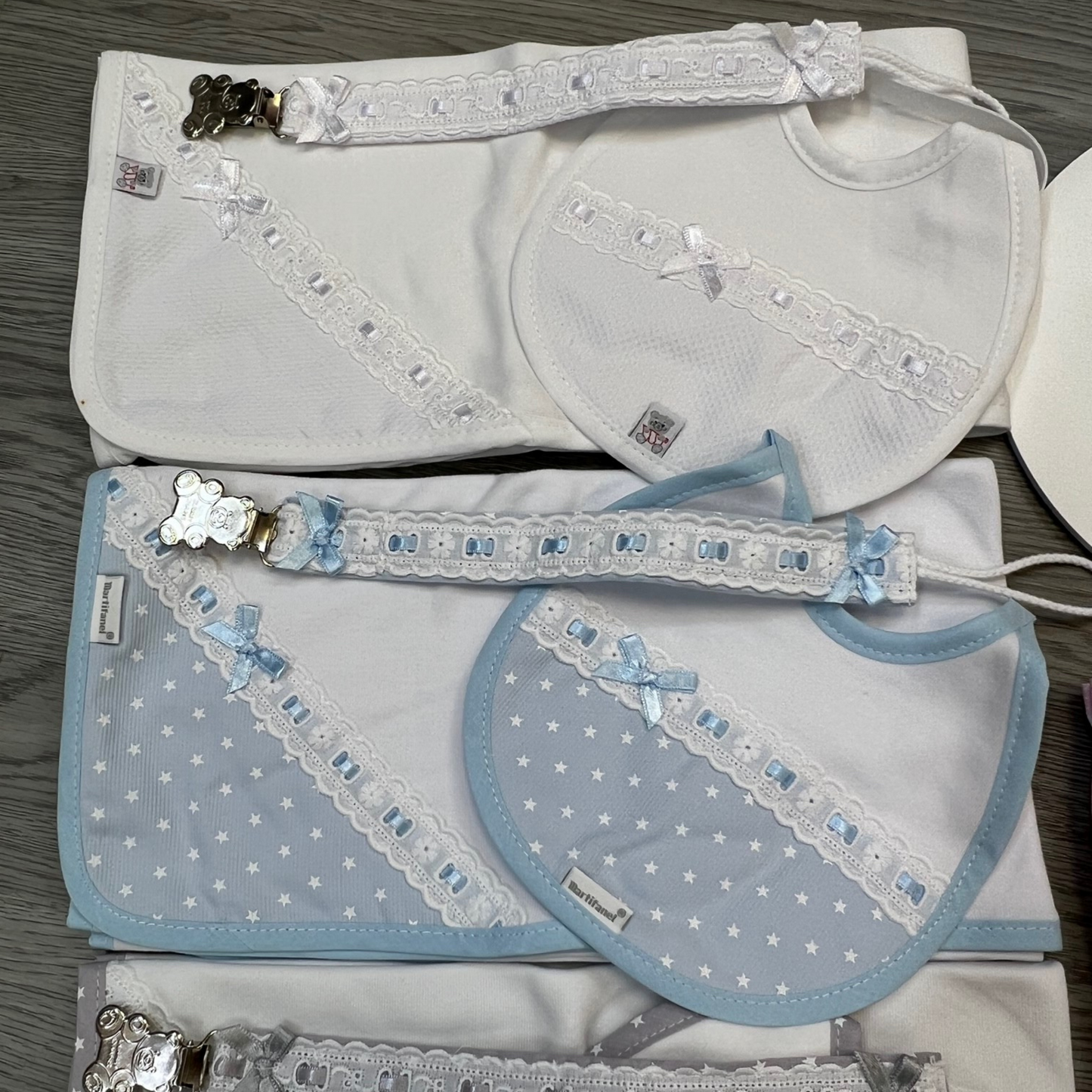 Spanish Bib, Muslin & Dummy Clip Set