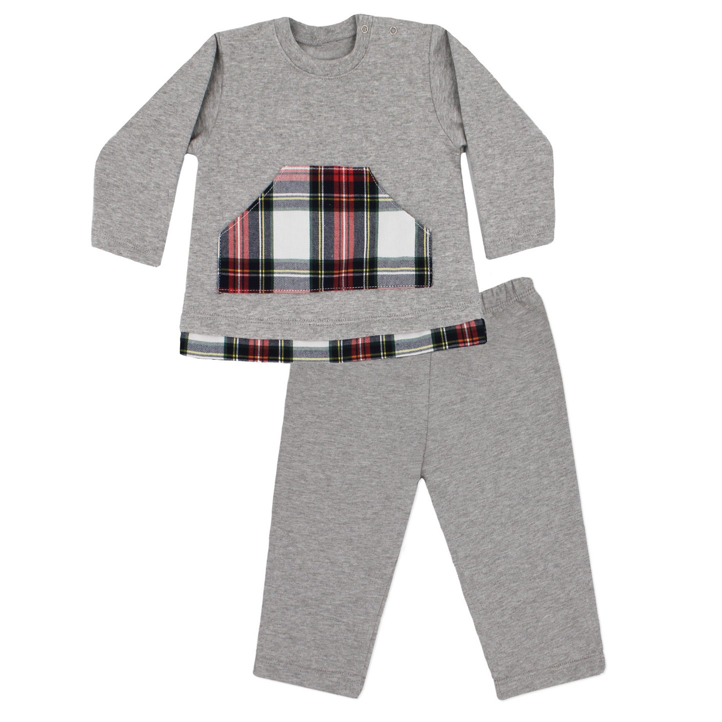 Rapife Boys Grey Winter Tracksuit With Tartan Pocket