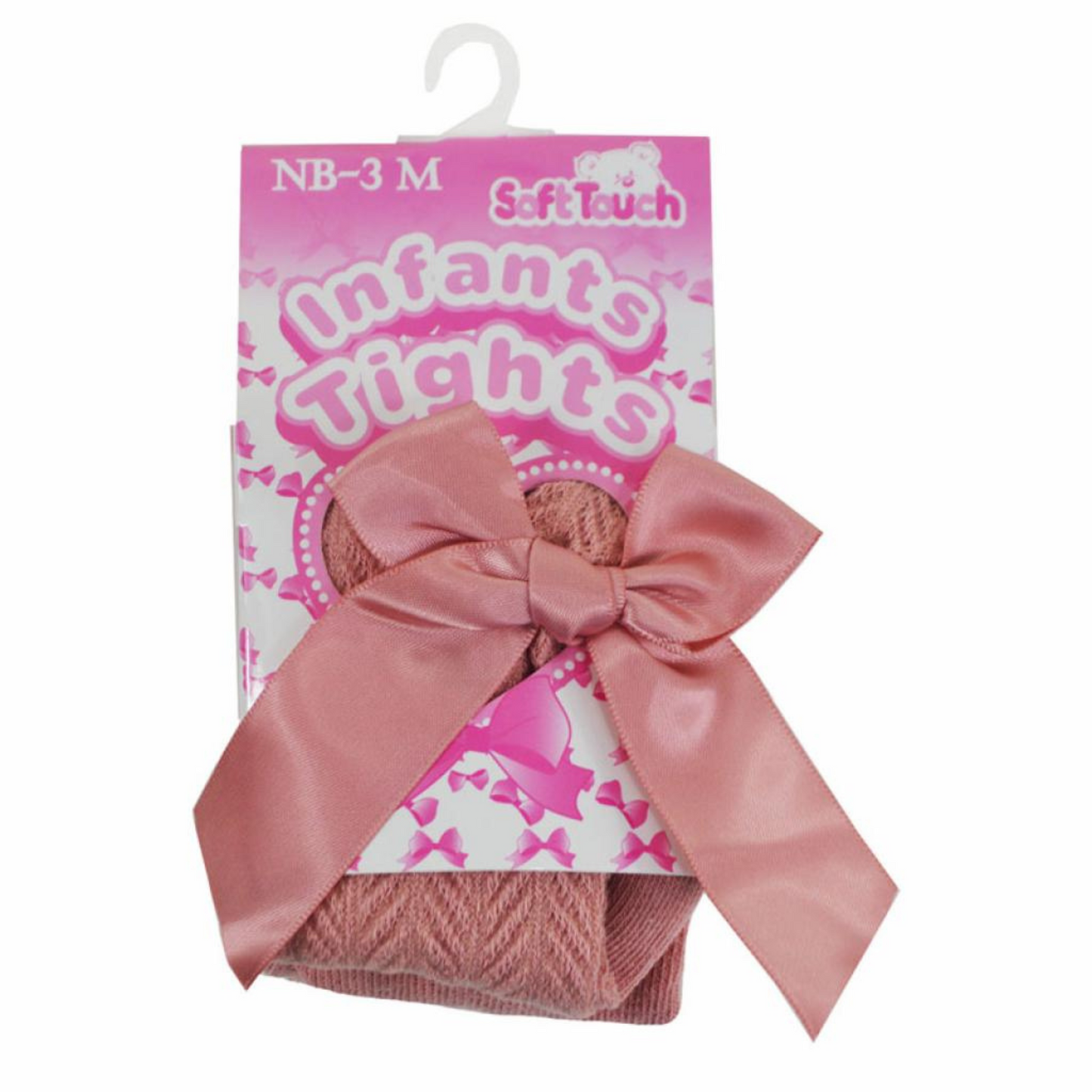 Girls Rose Gold Tights With Back Bow