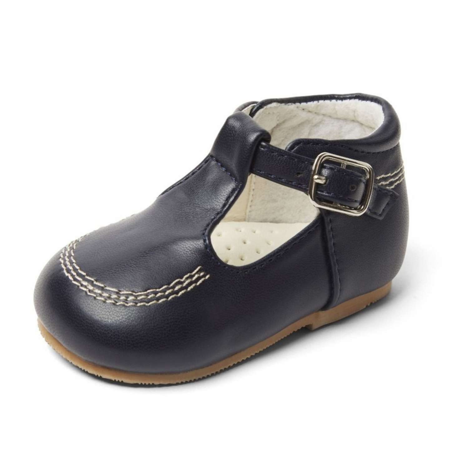Boys Teddy Navy T Bar Shoe