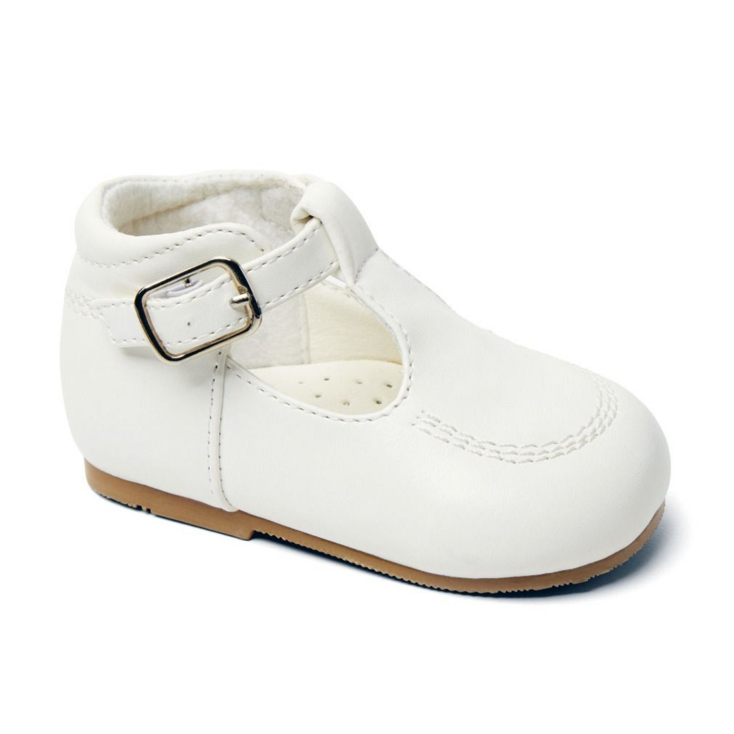 Boys Teddy White T Bar Shoe