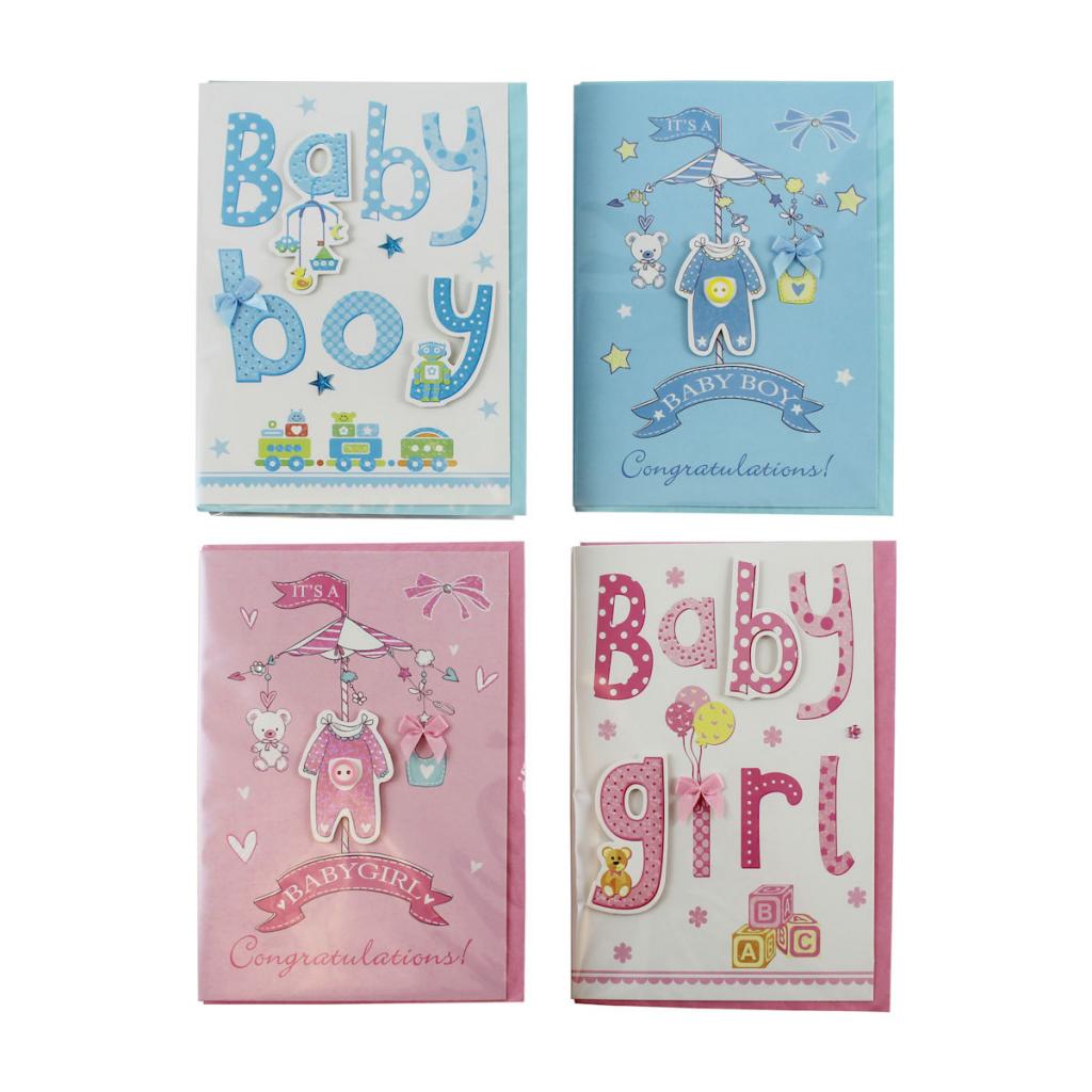 Baby Boy & Baby Girl Birth Greetings Cards