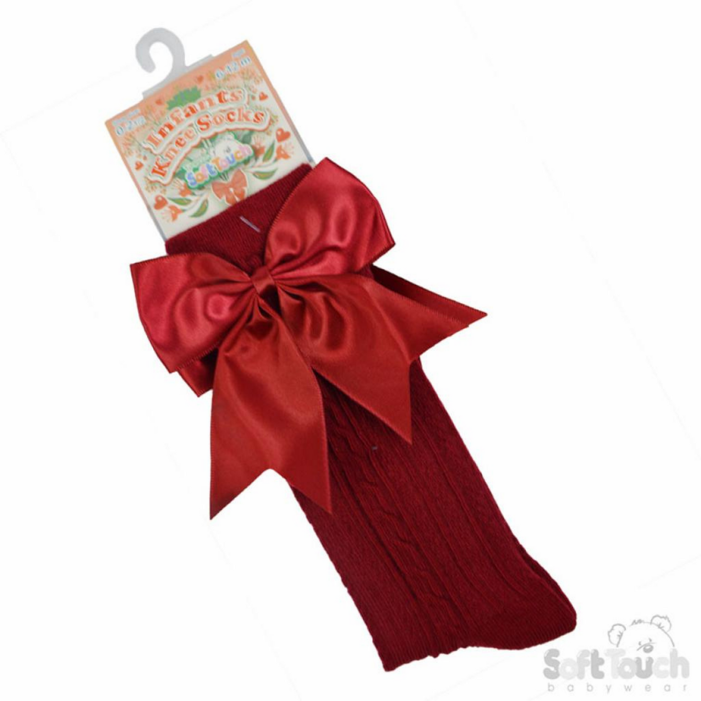 Burgundy Ribbon Bow Knee Sock