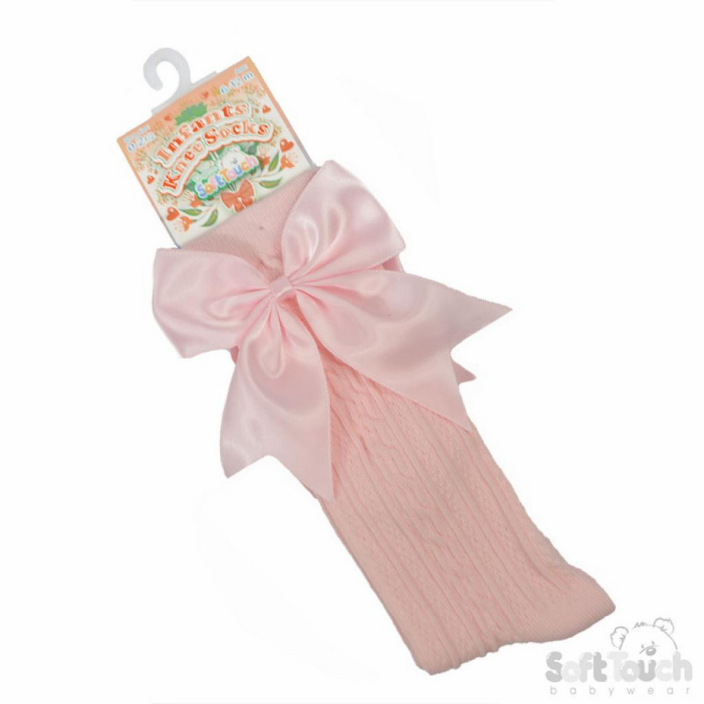 Baby Pink Ribbon Bow Knee Sock