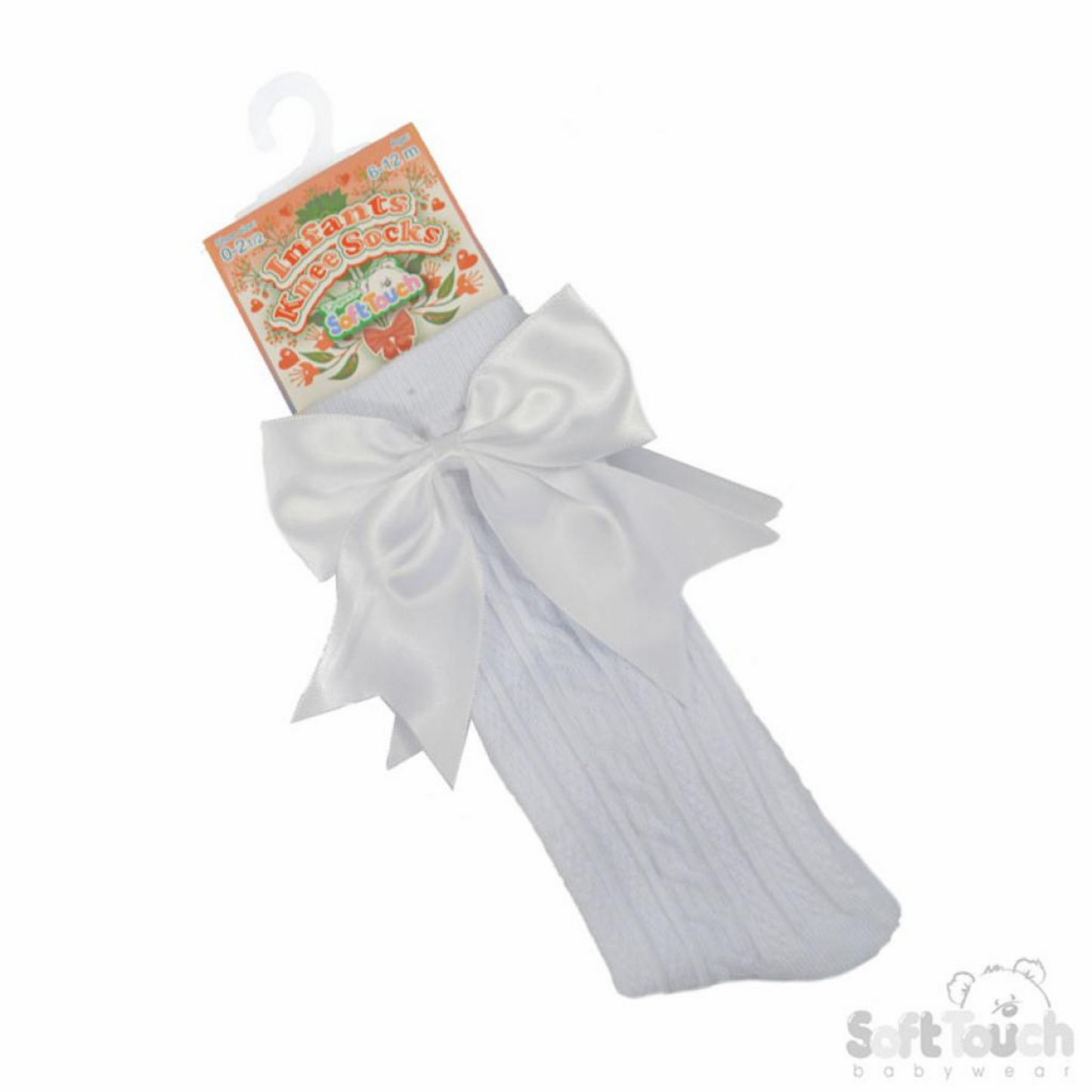 White Ribbon Bow Knee Sock