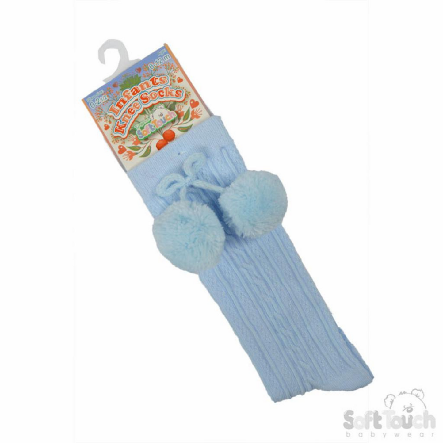 Baby Blue Pom Pom Knee Sock - 355