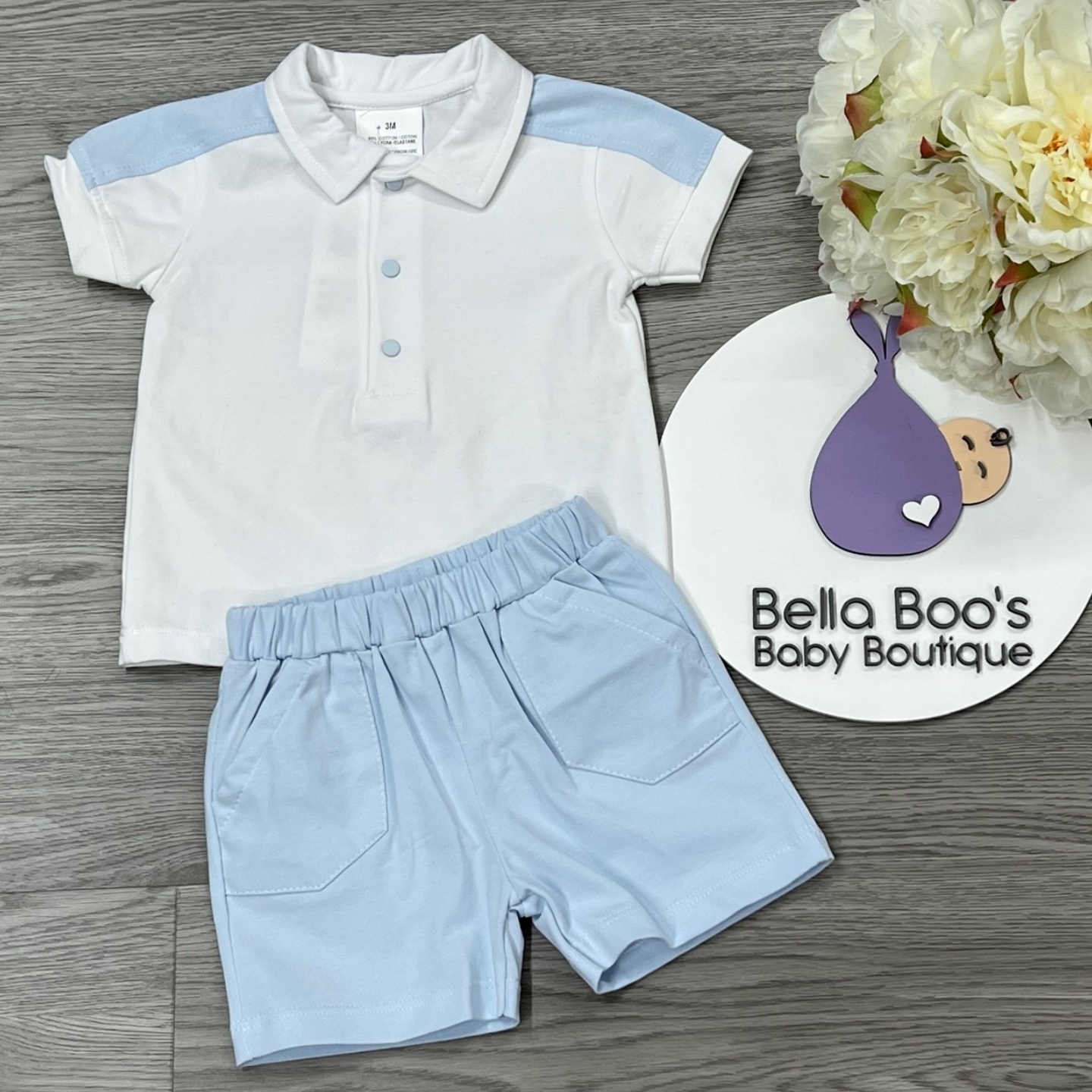 Boys Blue & White Short Set