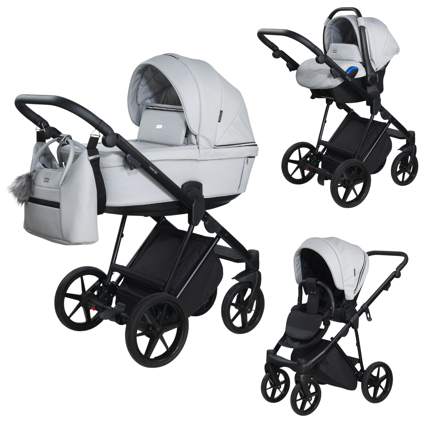 Mee-Go Milano Plus Leatherette Travel System - Stone Grey