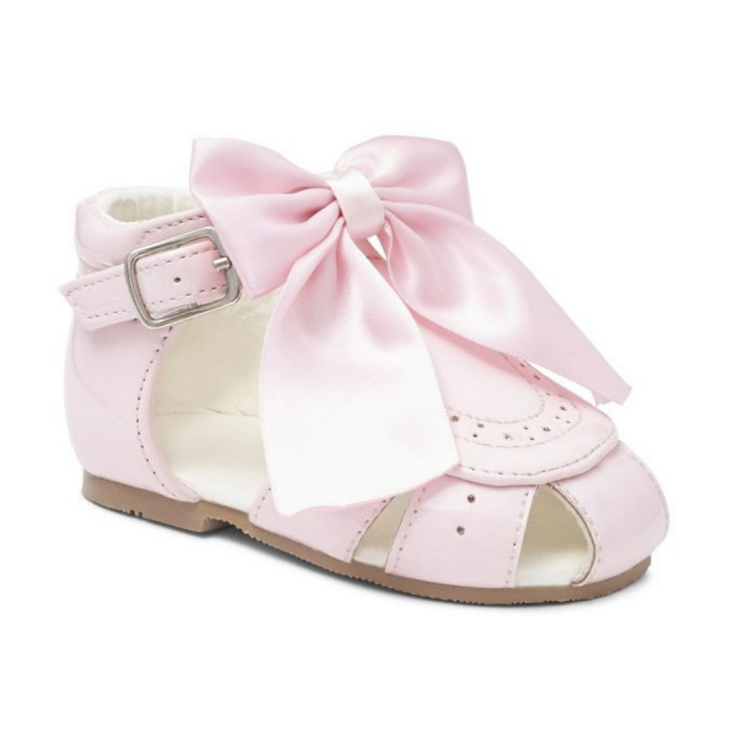 Girls Pink Ribbon Patent Sandals