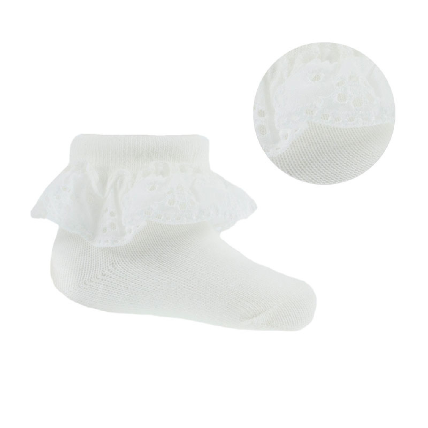 Cream Broderie Analgise Ankle Sock