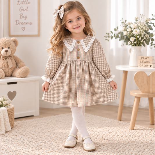Rapife Girls Biscuit Gingham Dress