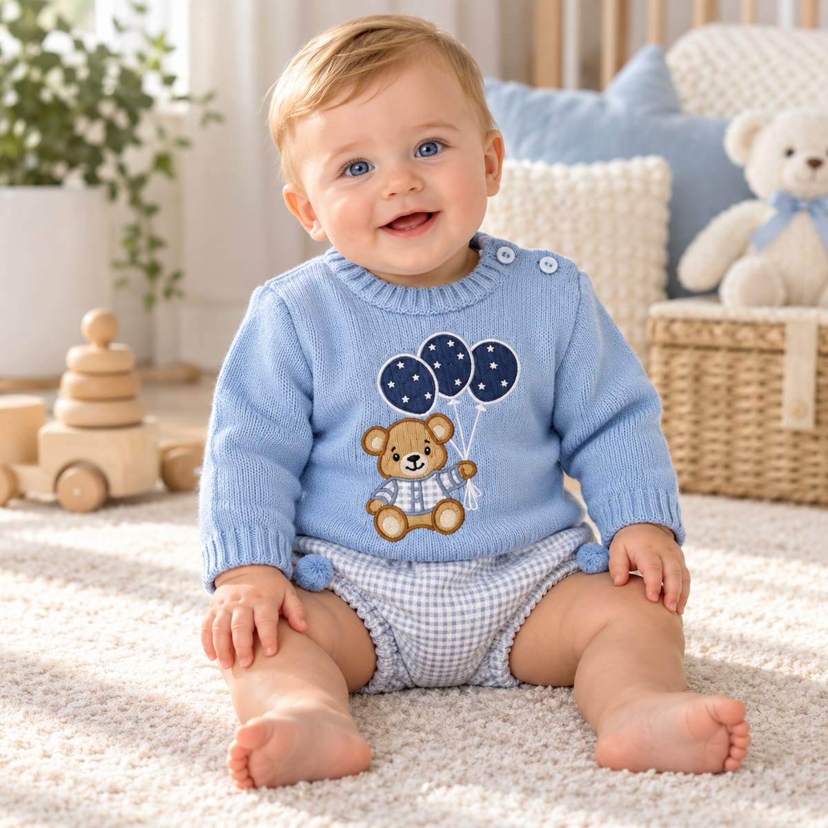 Sardon Baby Boy Blue Teddy Jam Pant Set