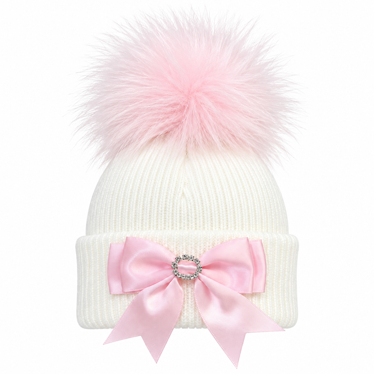 First Size Girls Pink Bow Hat