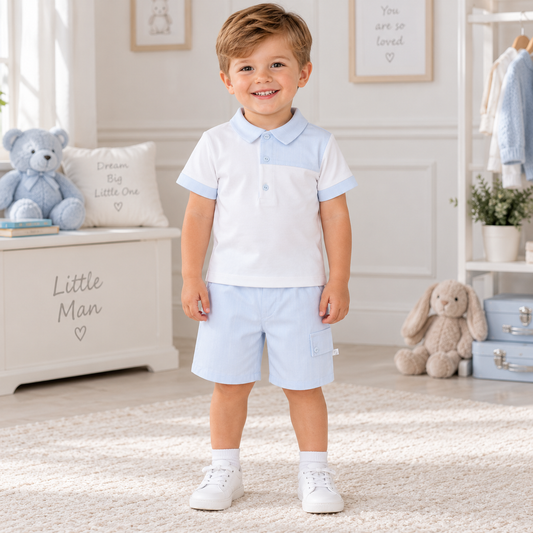 Deolinda Boys Blue/White Short Set
