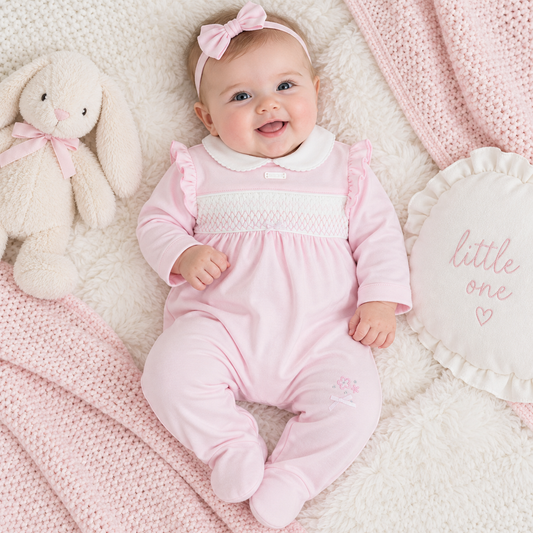 Amore Pink Smock Sleepsuit