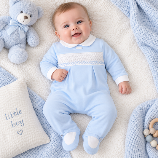 Amore Blue Smock Sleepsuit