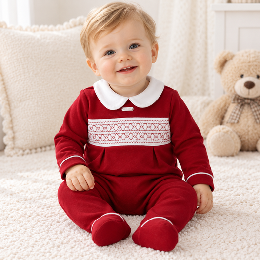 Amore Red Smock Sleepsuit