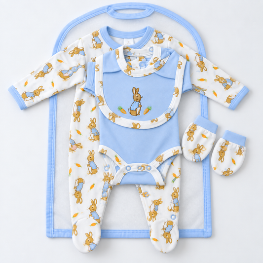 Tiny Baby Bunny Four Piece Layette Gift Set