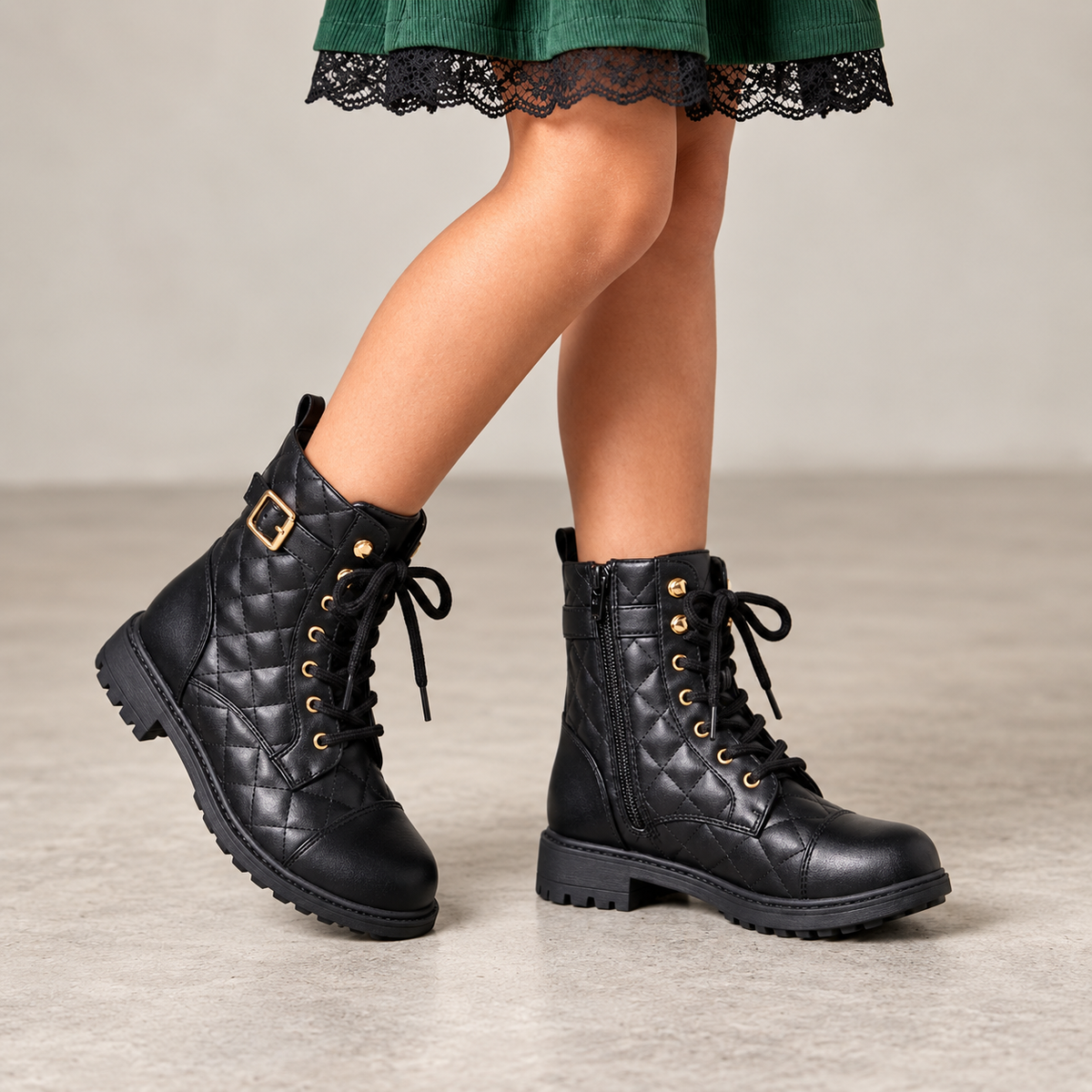 Sevva Girls Zip Up Black Boots