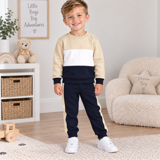 Boys Navy/Beige Tracksuit