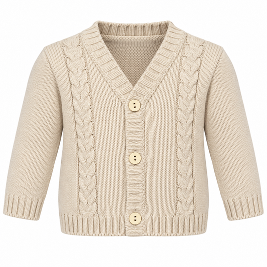 Biscuit Cable Knit Button Cardigan