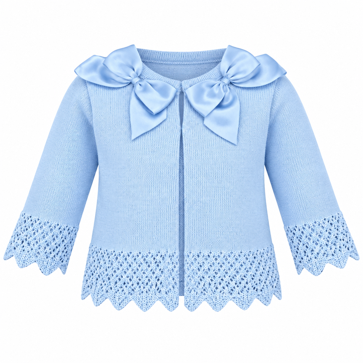 Girls Double Bow Blue Cardigan