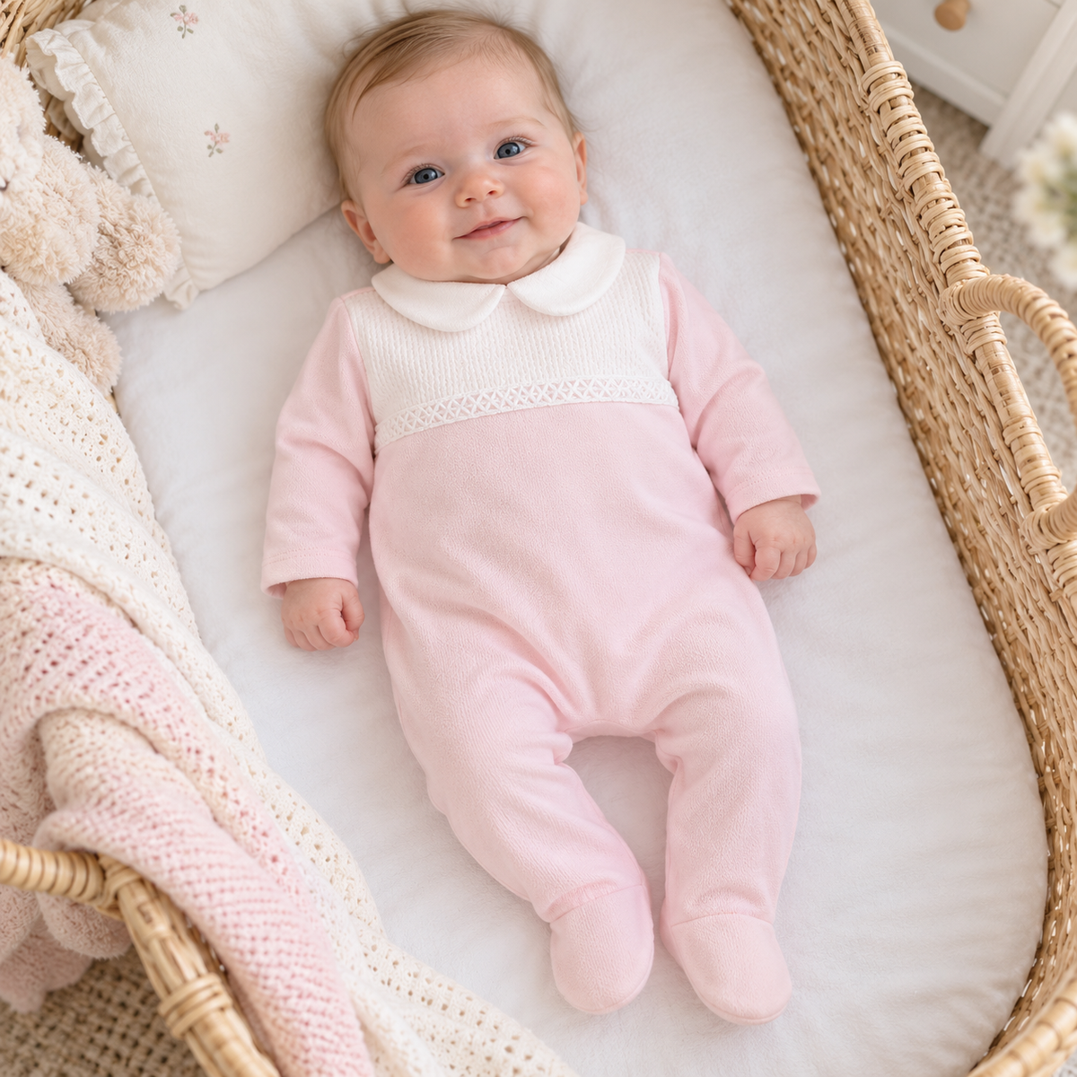 Baby Girls Pink Cotton Sleepsuit