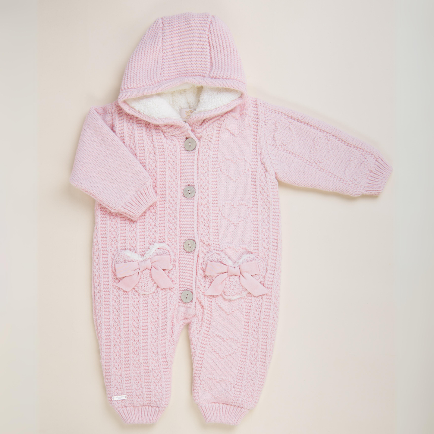 Caramelo Baby Girls Pink Heart Snowsuit