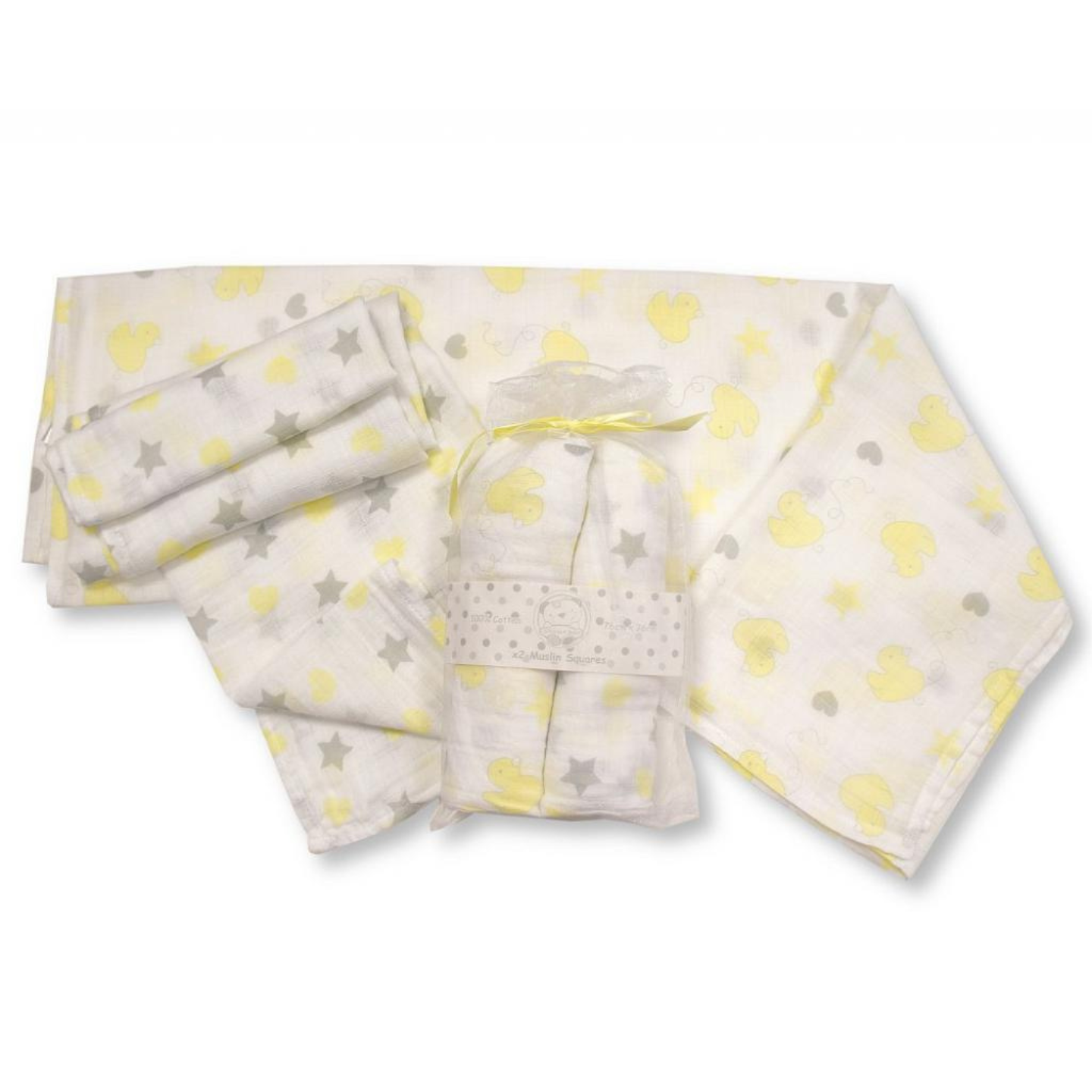 Two Pack Lemon & White Muslins