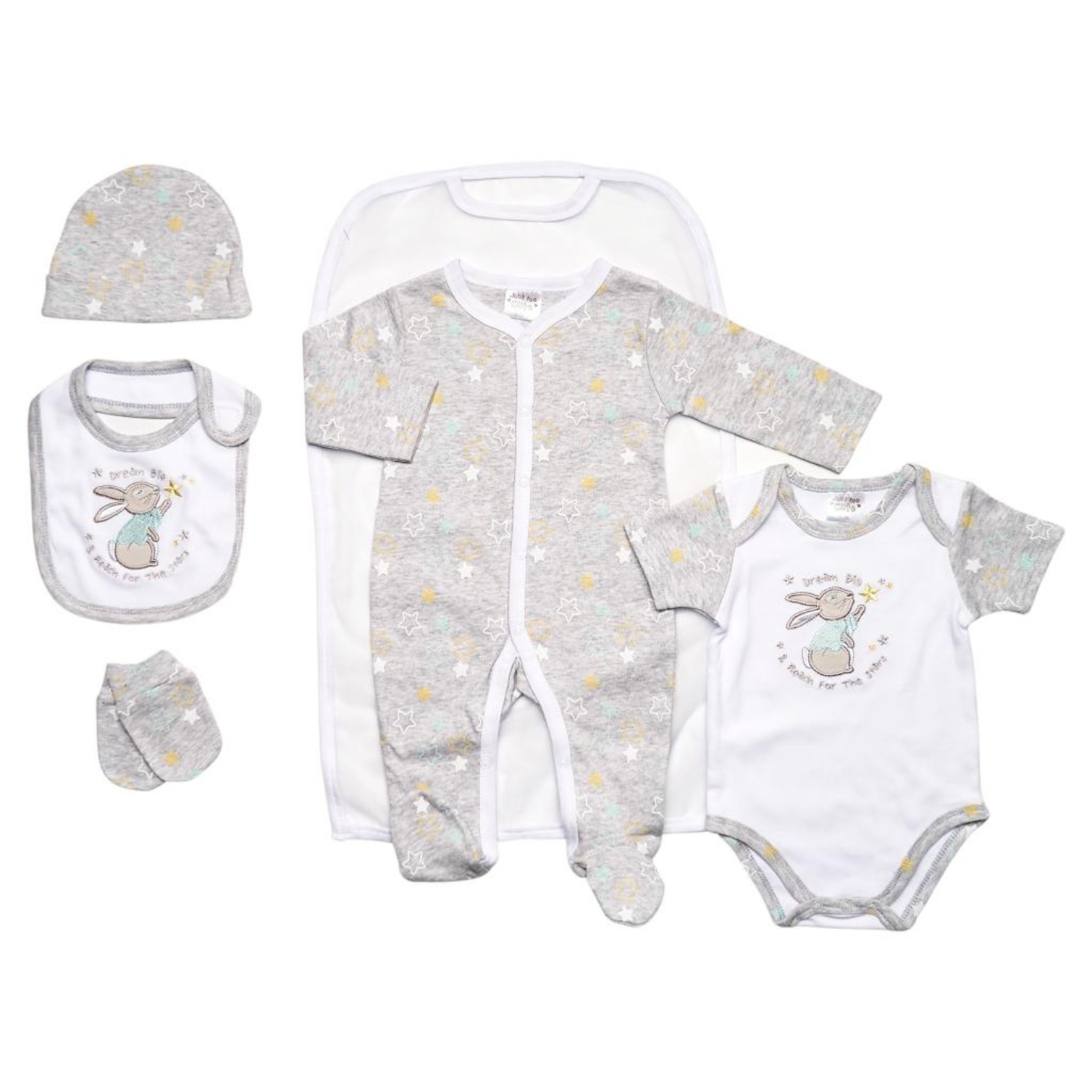 Unisex Bunny 5 Piece Layette Set