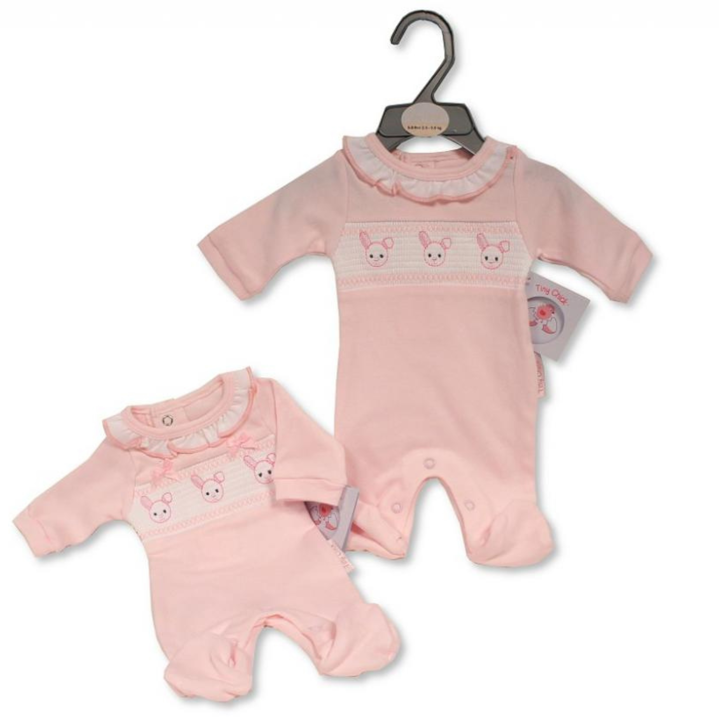 Tiny Baby Pink Bunny Smock All In One