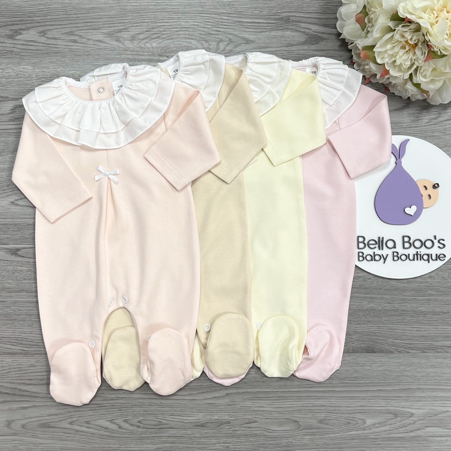 Baby Girls Beige All In One With Bow