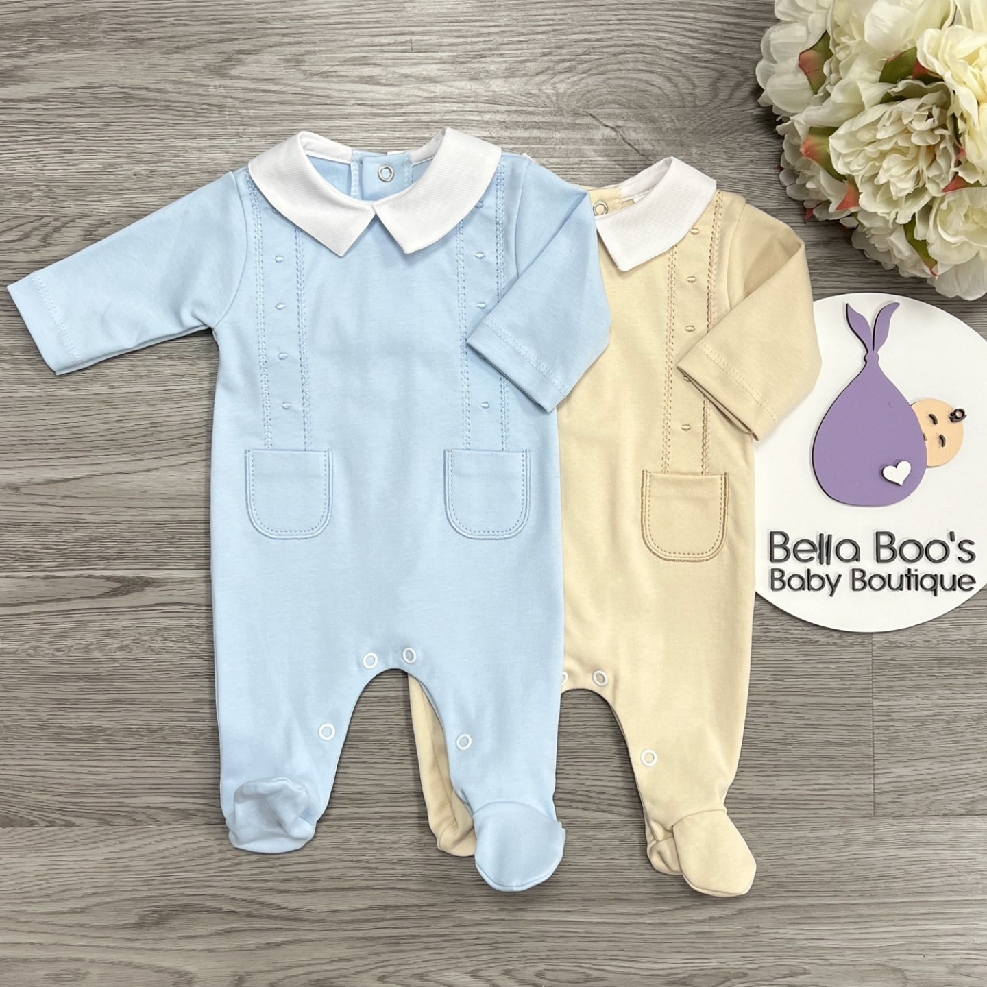 Blue Cotton Sleepsuit With Pockets