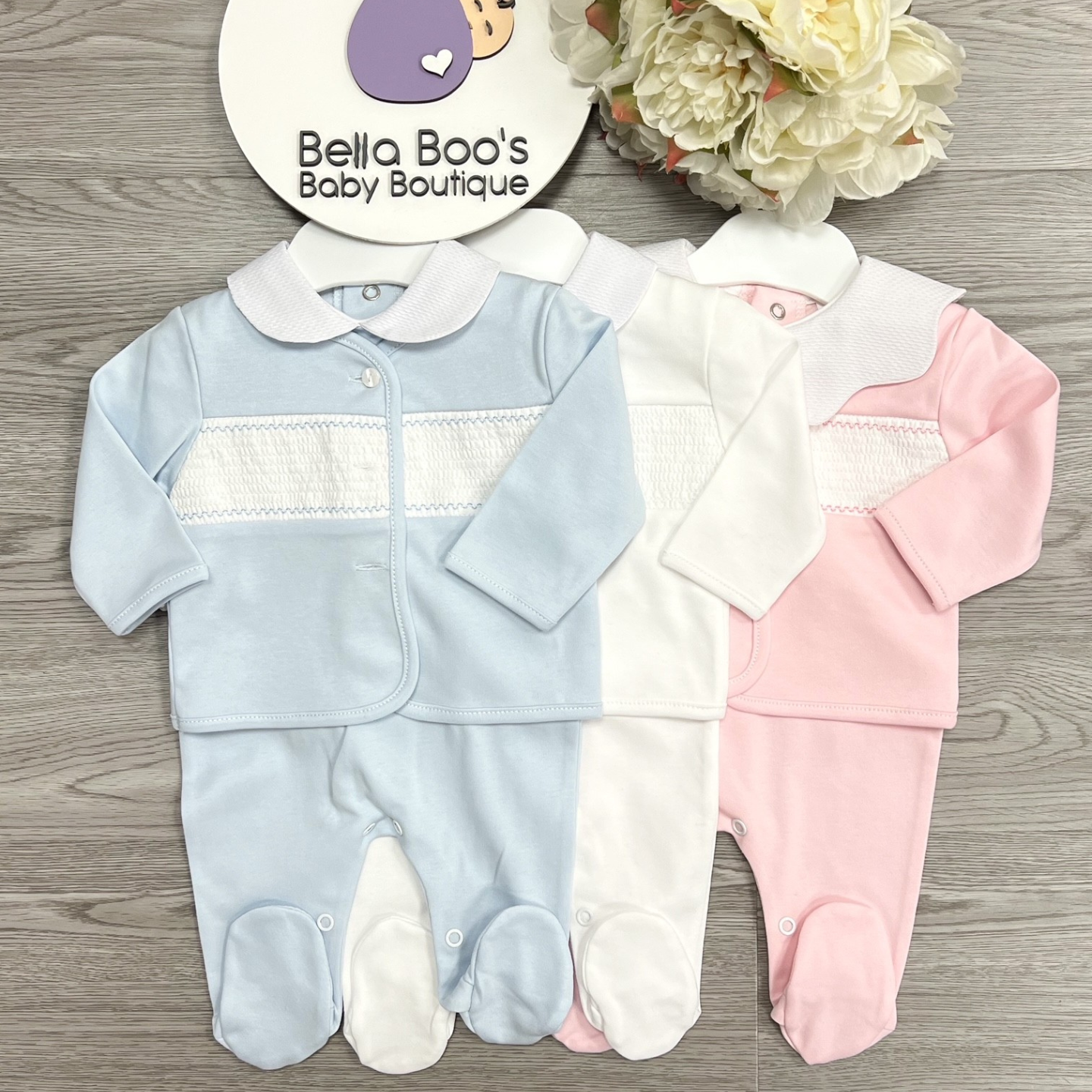 Blue Smock Sleepsuit & Jacket Set