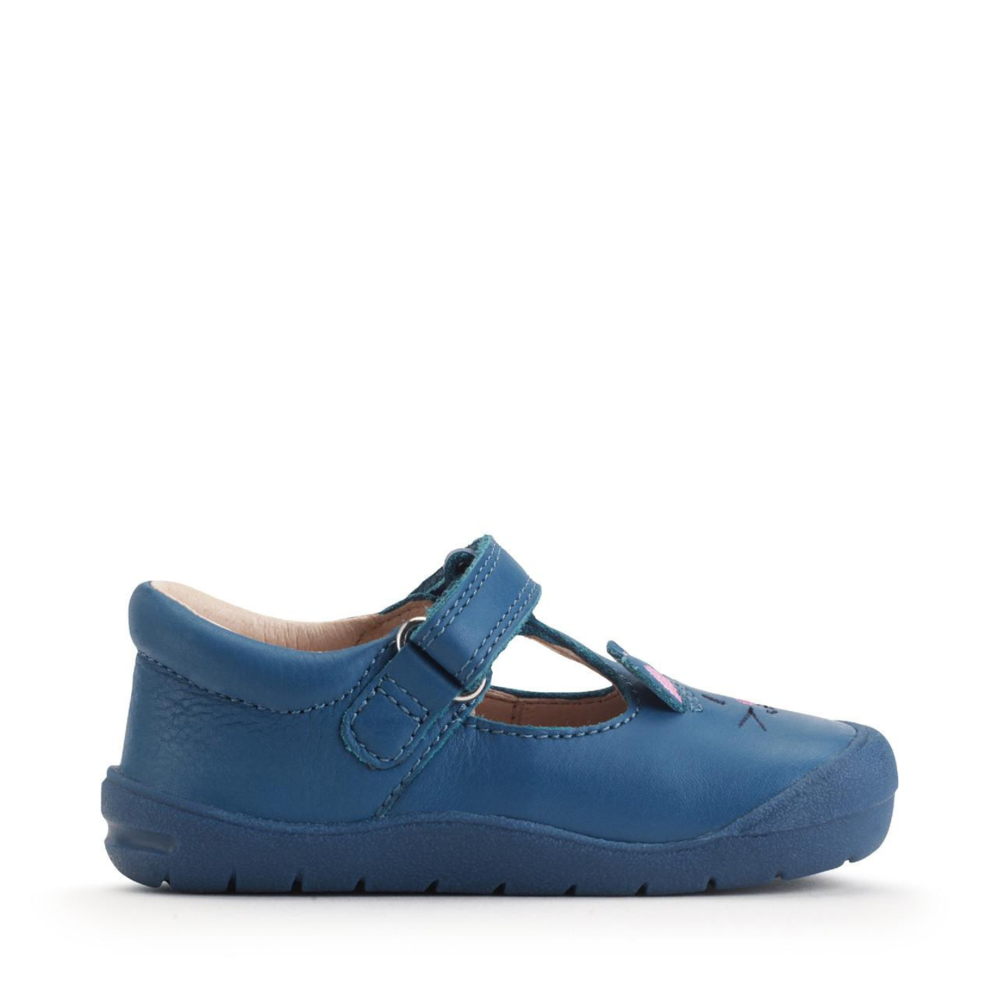 Start Rite Blue Leather Fellow Cat Girls Riptape First Walking Shoe