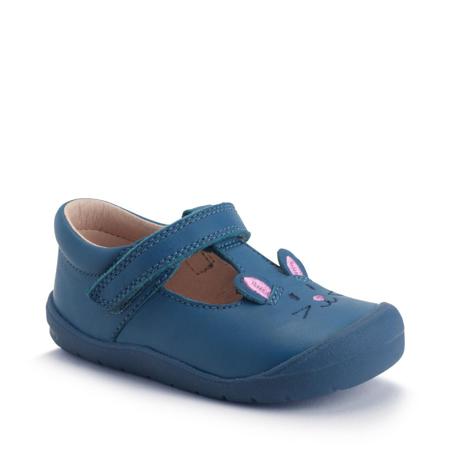 Start Rite Blue Leather Fellow Cat Girls Riptape First Walking Shoe