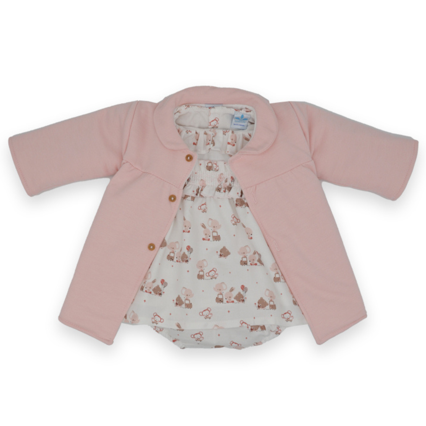 Sardon Girls Pink Dress & Jacket Set