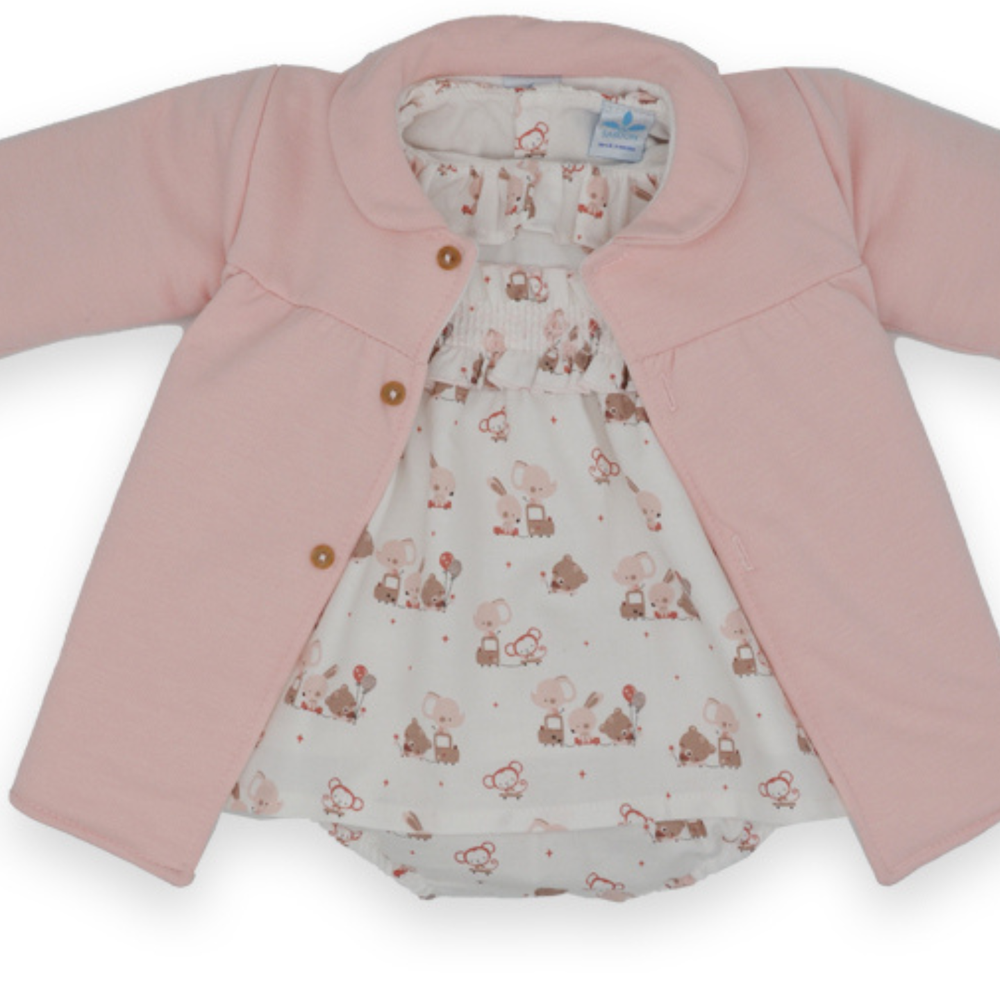 Sardon Girls Pink Dress & Jacket Set