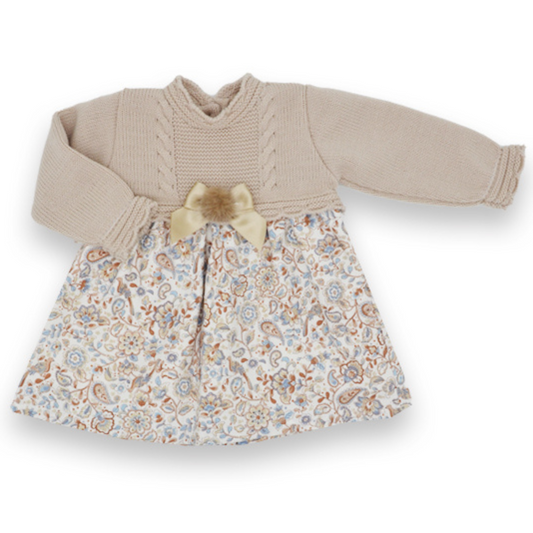 Sardon Girls Camel Paisley Print Dress