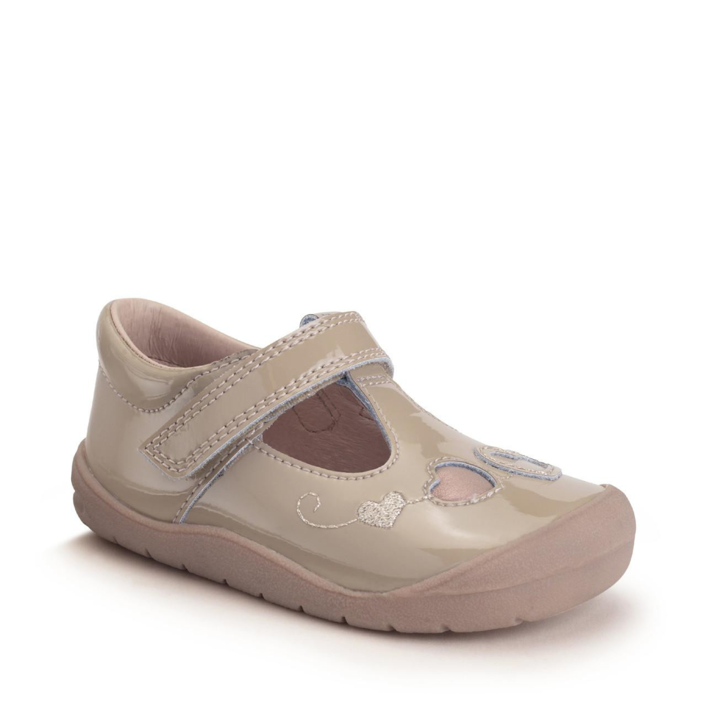 Start Rite Party Taupe Patent Rip Tape First Walking Shoe