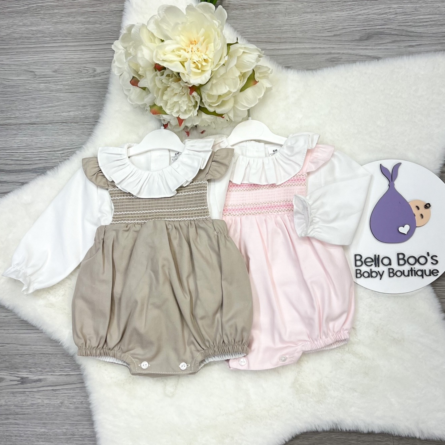 Girls Pink Smock Romper Set