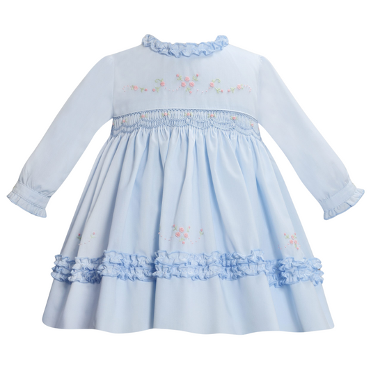 Sarah Louise Girls Blue Smock Dress 013375