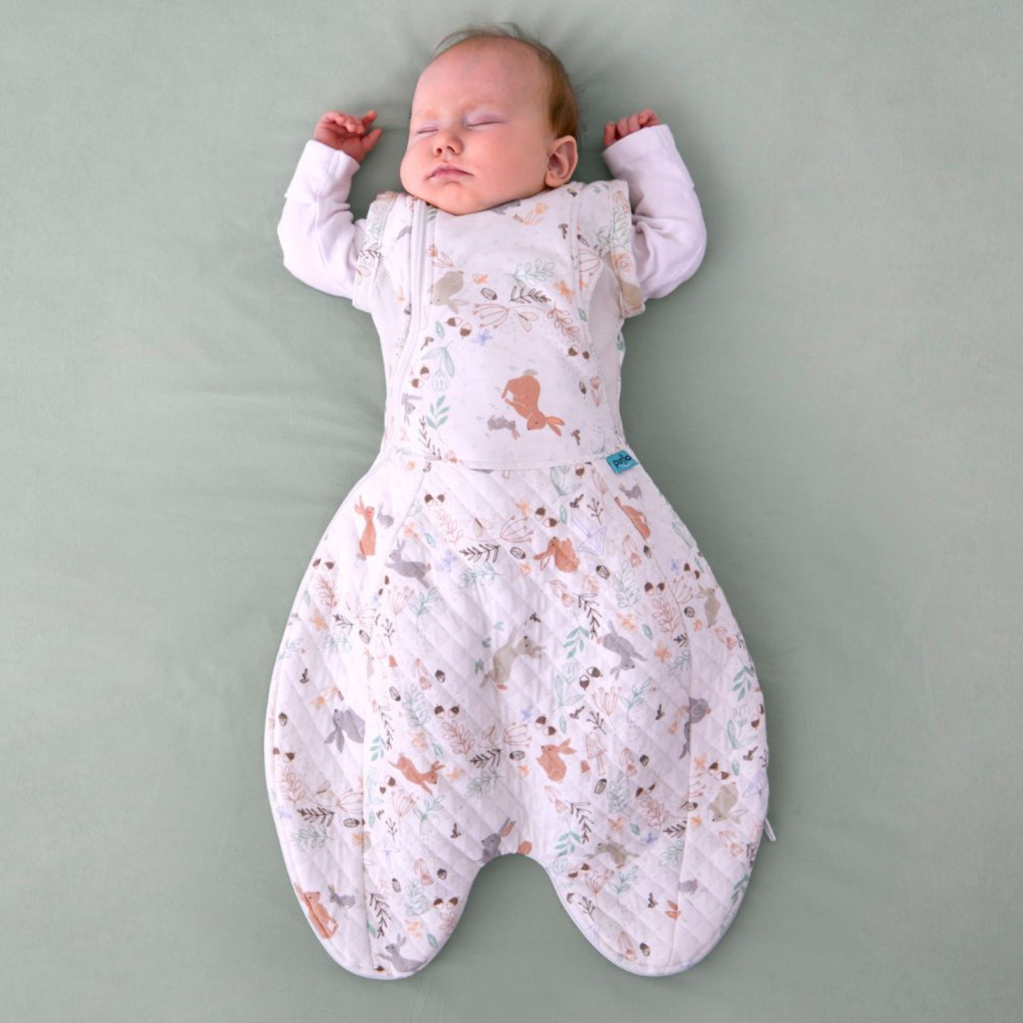 Purflo 2.5 Tog Swaddle To Sleep Bag - Storybook Nutmeg (0-4 Months)