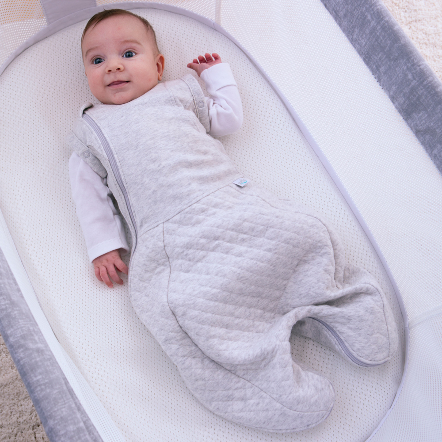 Purflo 2.5 Tog Swaddle To Sleep Bag - Minimal Grey (0-4 Months)