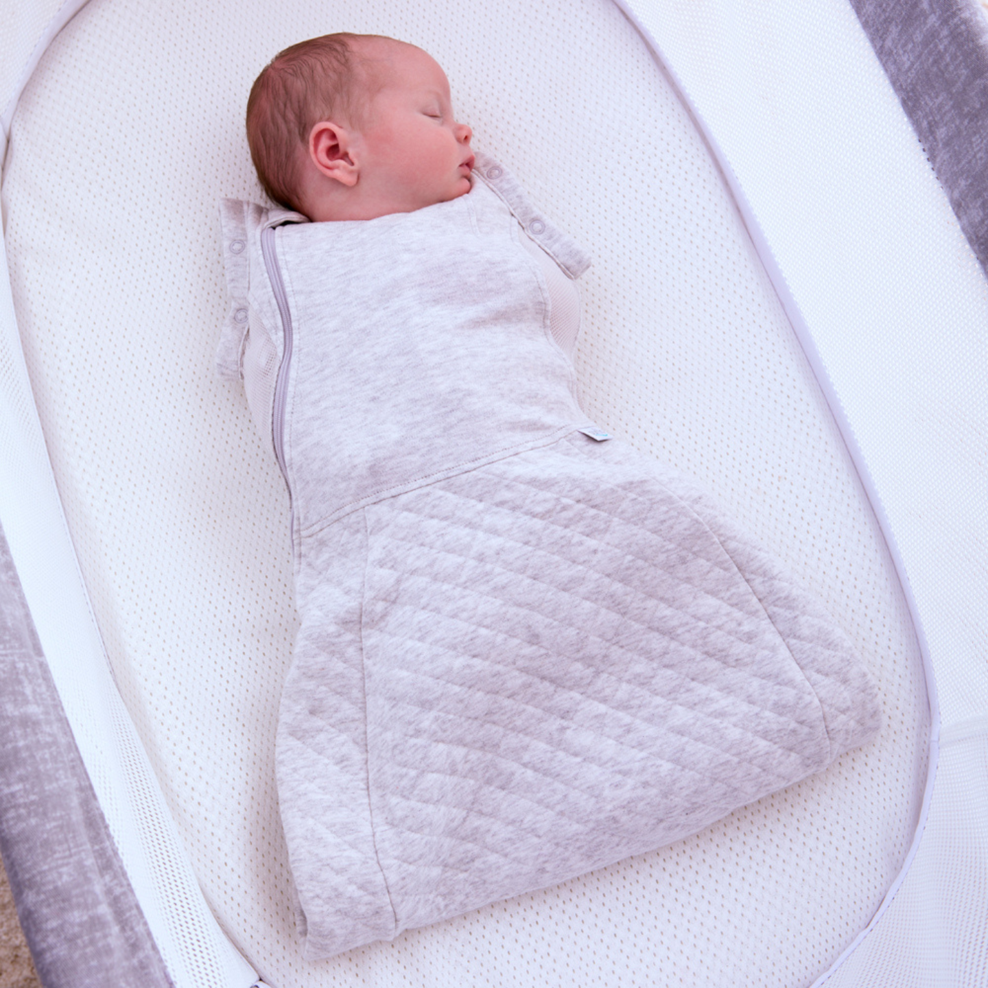 Purflo 2.5 Tog Swaddle To Sleep Bag - Minimal Grey (0-4 Months)