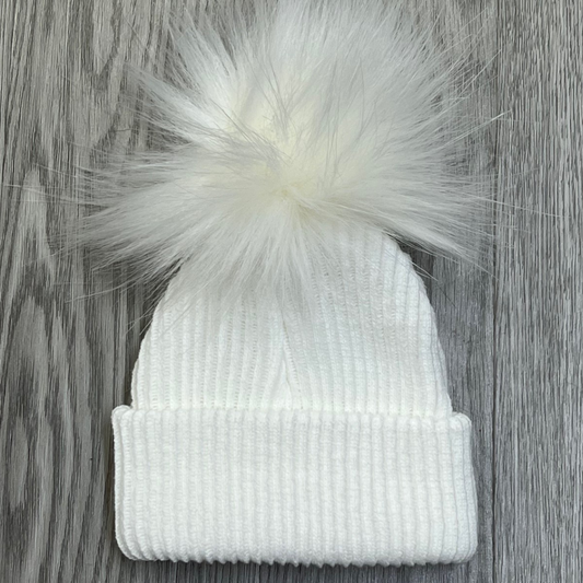 2nd Size White Pom Pom Hat