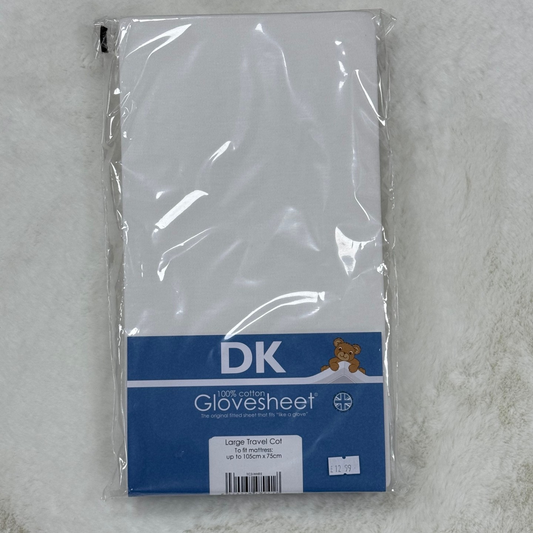 DK Travel Cot Fitted Sheet White