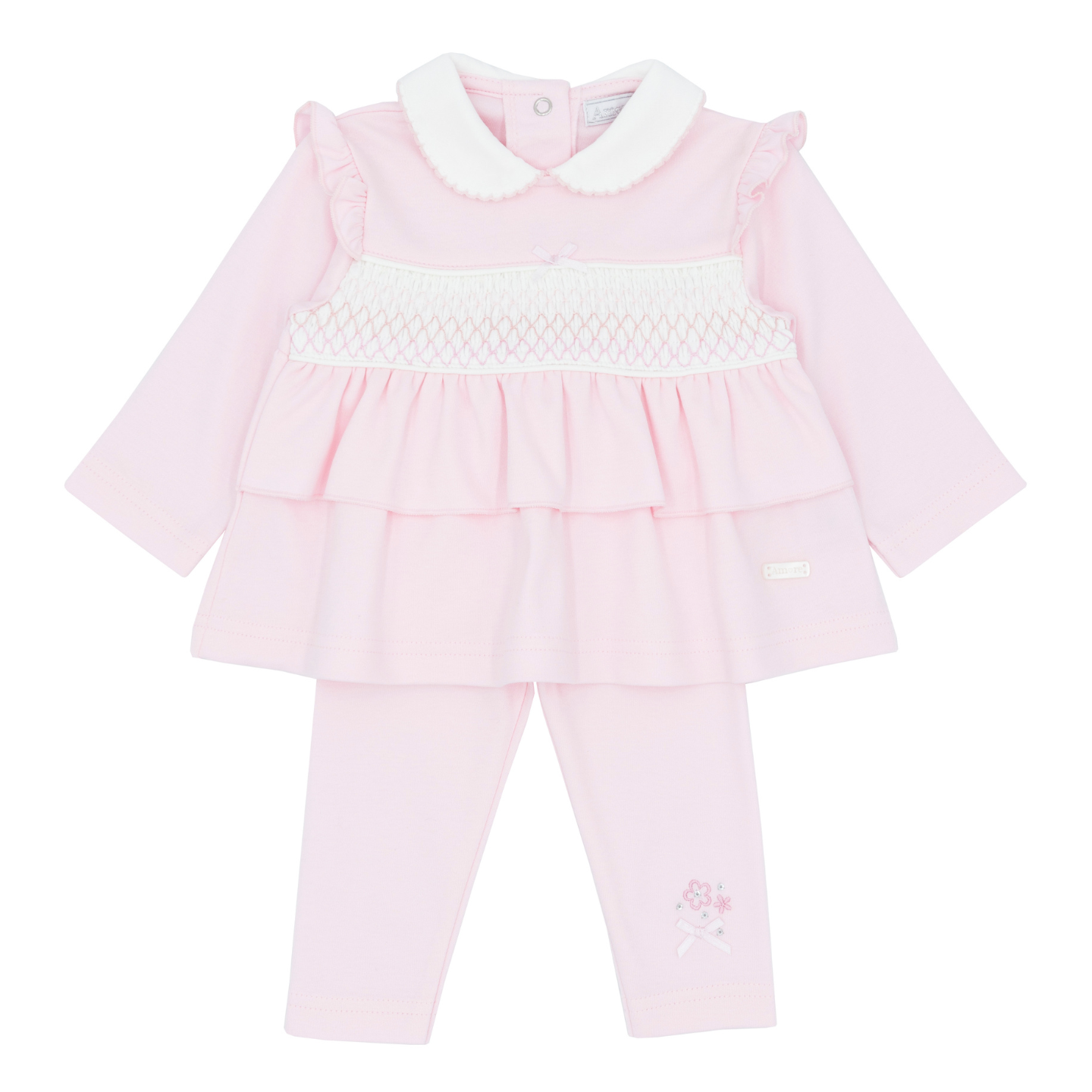 Amore Girls Pink Smock Tunic Legging Set